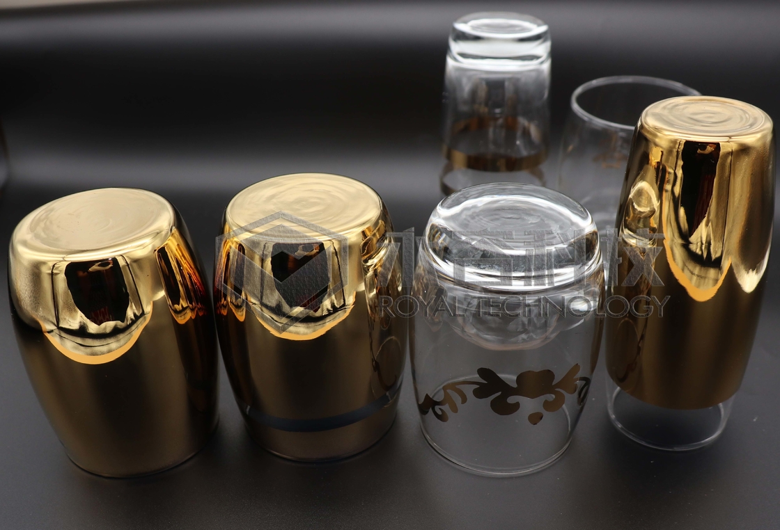2-sides gold coating on Glassware with Ion Plating Machine, Porcelian ware gold and silver coating with patterns