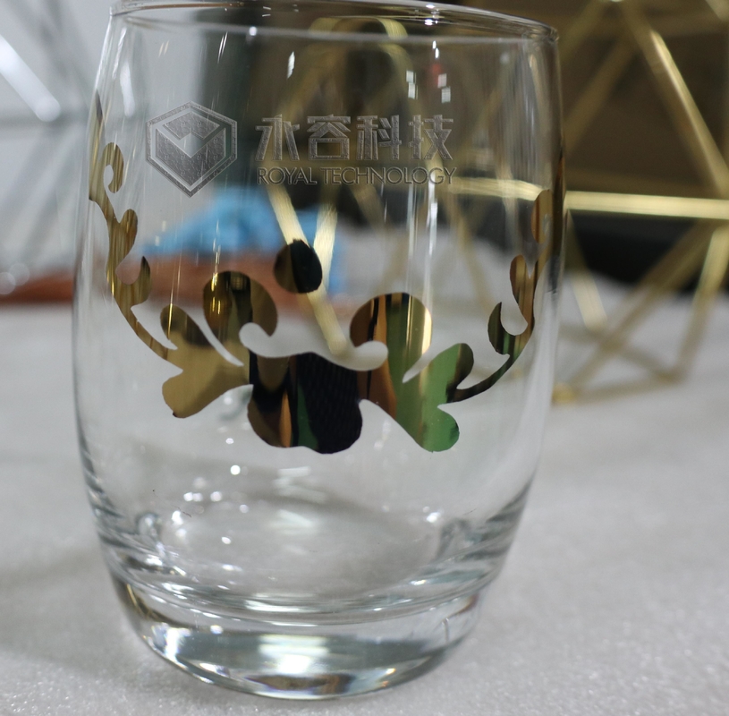 2-sides gold coating on Glassware with Ion Plating Machine, Porcelian ware gold and silver coating with patterns