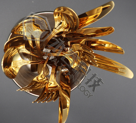 Paslanmaz Çelik Kaşık ve Çatallar Altın Kaplama MF Magnetron Püskürtme Kaplama Makinesi