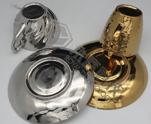 Porselen ve seramik malzemeler için dekoratif PVD kaplama makinesi Altın ve Gümüş kaplamalar